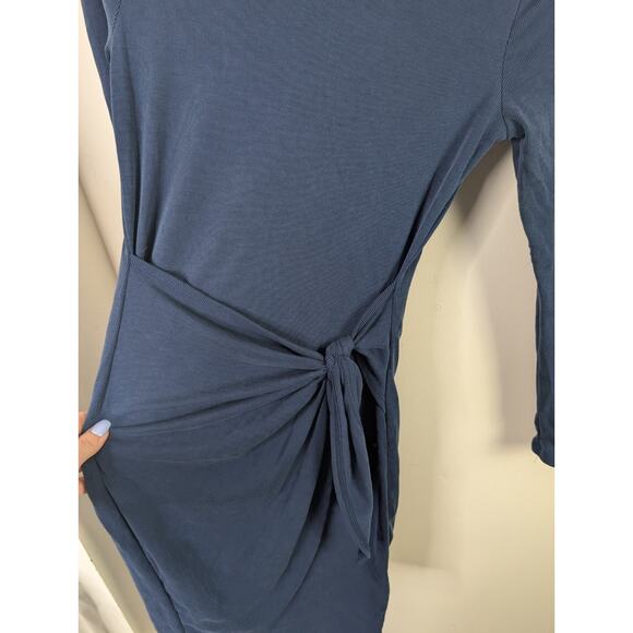 Altar'd State Medium Dress Navy Blue Ribbed Body Con Wrap M - Picture 3 of 3
